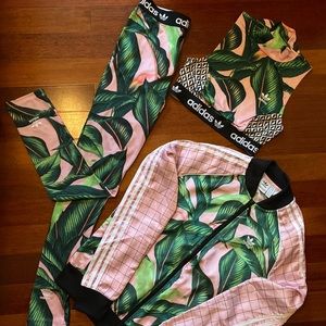 Adidas Pink & Green Palm Leaf 3PC Set